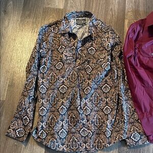 Gibson Print Men's Longsleeve button up- Black and Brown
